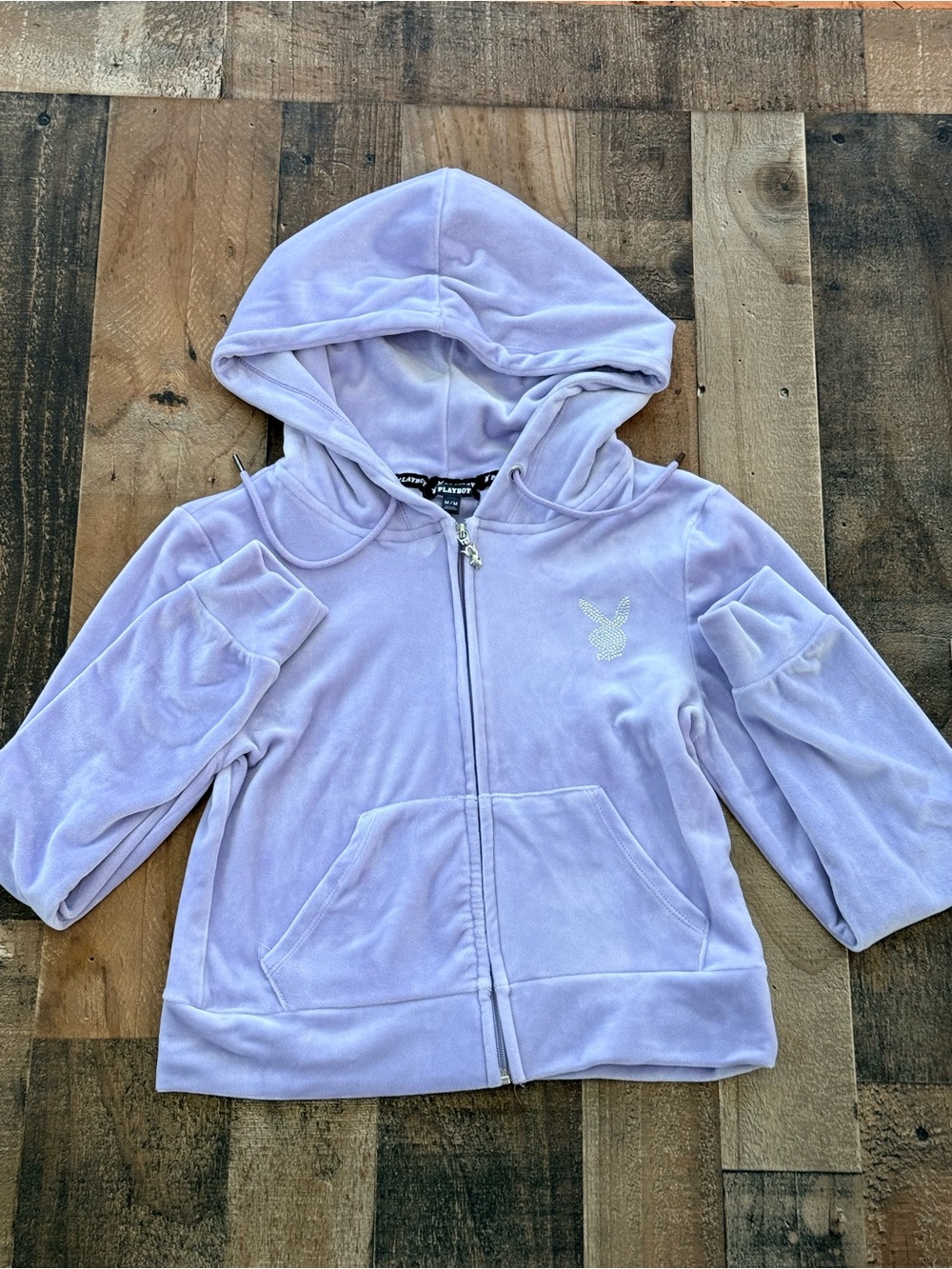 Playboy Girls Lavender Velour Full Zip Hoodie | Rhinestone Logo | Size M/M